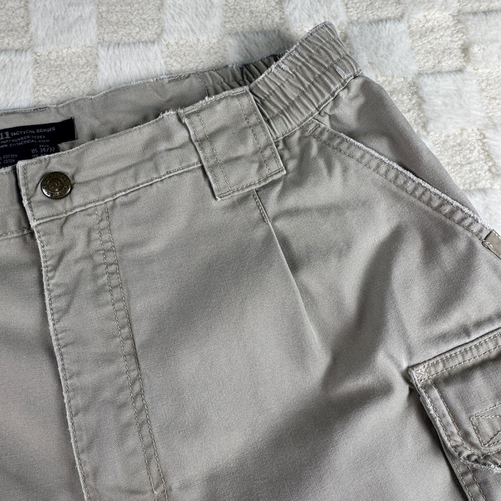 5.11 Tactical Series Mens Cargo Pants Beige Outdoor Workwear Elastic Waist - Picture 11 of 16